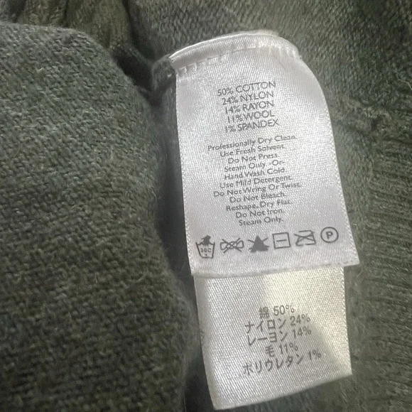 Eddie Bauer Sweater Womens Small Sage Green Pullover Wool Blend Ribbed Collar‎ - Picture 5 of 8